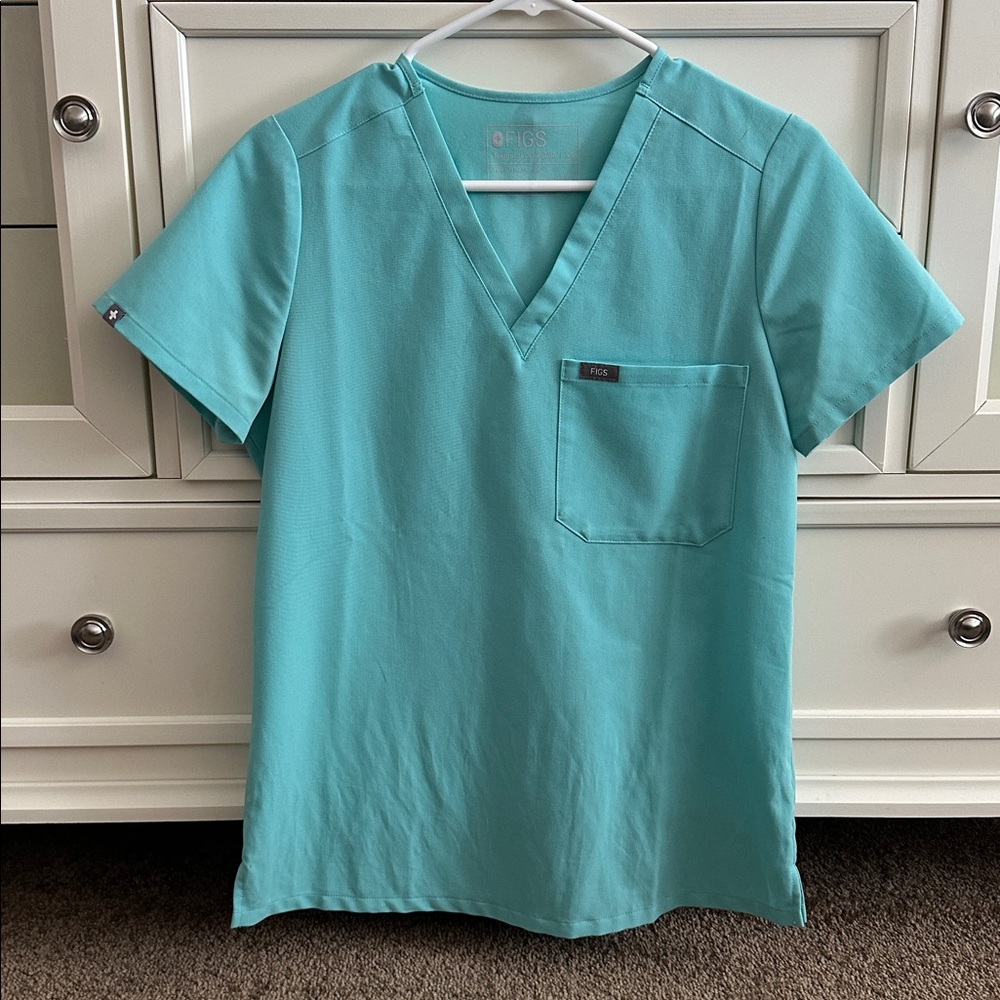Figs Catarina Teal V-Neck Scrub Top